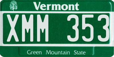 VT license plate XMM353