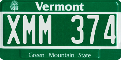VT license plate XMM374