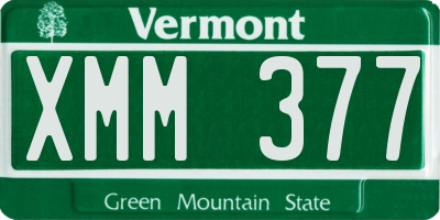 VT license plate XMM377