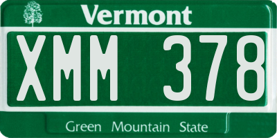VT license plate XMM378