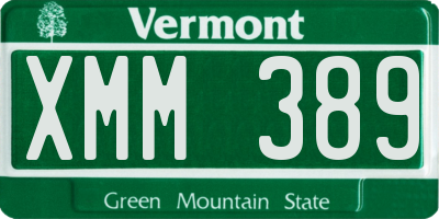 VT license plate XMM389