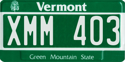 VT license plate XMM403