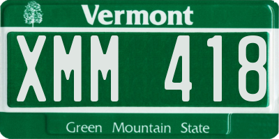 VT license plate XMM418
