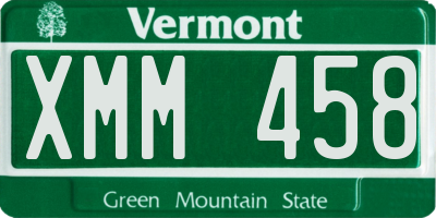 VT license plate XMM458