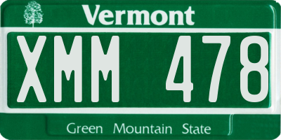 VT license plate XMM478