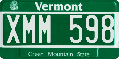 VT license plate XMM598