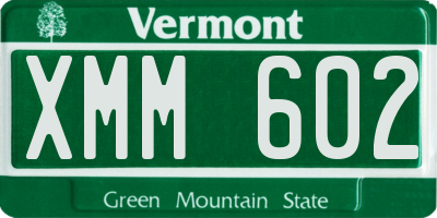 VT license plate XMM602