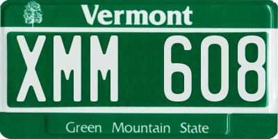 VT license plate XMM608