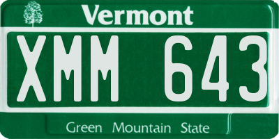 VT license plate XMM643