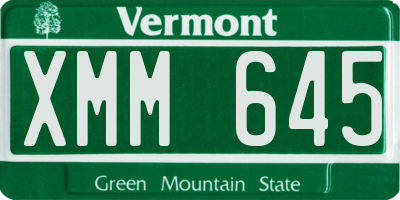 VT license plate XMM645