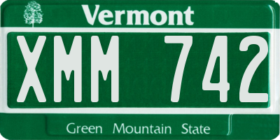 VT license plate XMM742