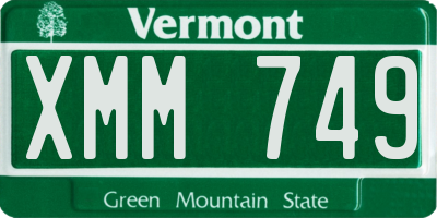 VT license plate XMM749