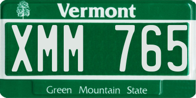 VT license plate XMM765
