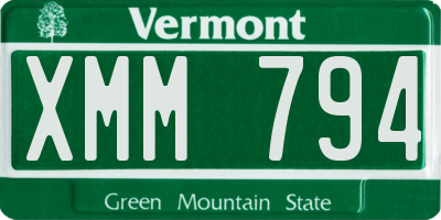 VT license plate XMM794