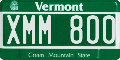 VT license plate XMM800