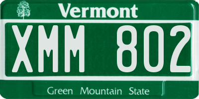 VT license plate XMM802