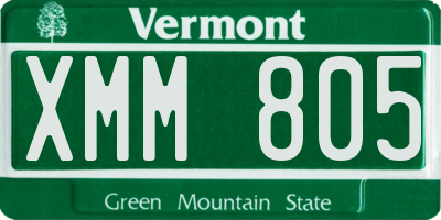 VT license plate XMM805