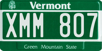 VT license plate XMM807