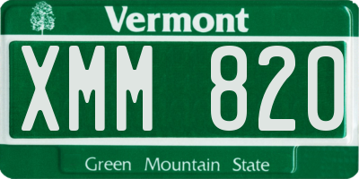 VT license plate XMM820