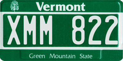 VT license plate XMM822