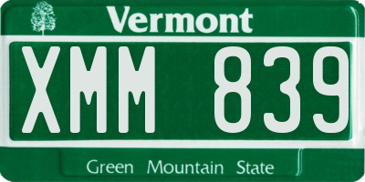 VT license plate XMM839