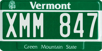 VT license plate XMM847