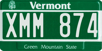 VT license plate XMM874