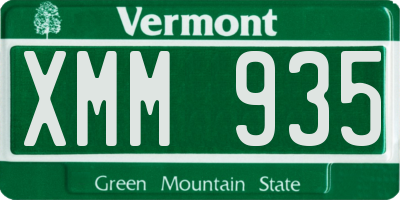 VT license plate XMM935