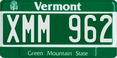 VT license plate XMM962