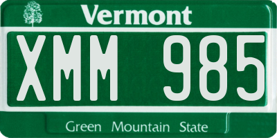 VT license plate XMM985