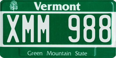VT license plate XMM988