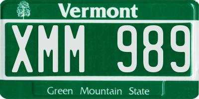 VT license plate XMM989