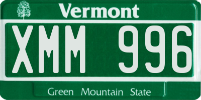 VT license plate XMM996