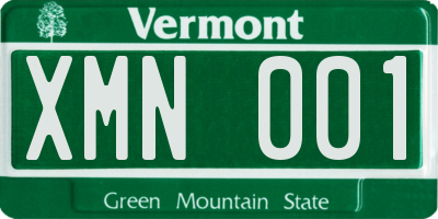 VT license plate XMN001