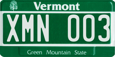 VT license plate XMN003