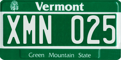 VT license plate XMN025