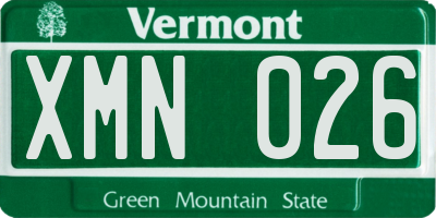 VT license plate XMN026