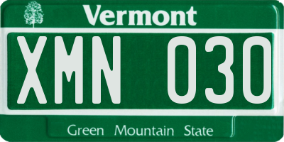 VT license plate XMN030