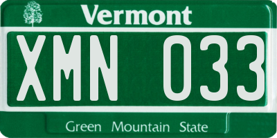 VT license plate XMN033