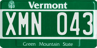 VT license plate XMN043