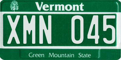 VT license plate XMN045