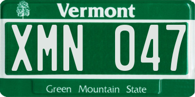 VT license plate XMN047