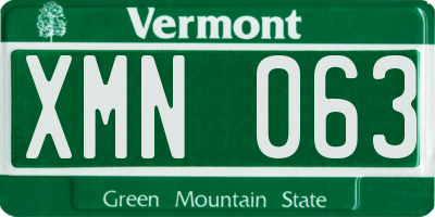 VT license plate XMN063