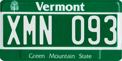 VT license plate XMN093