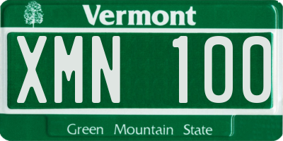 VT license plate XMN100