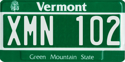 VT license plate XMN102