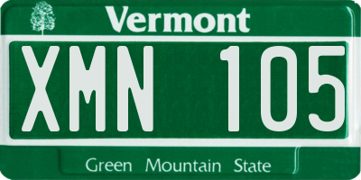 VT license plate XMN105