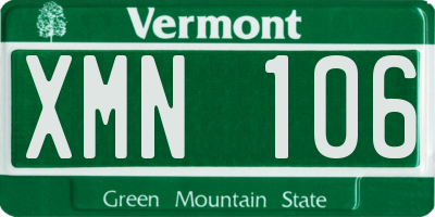 VT license plate XMN106