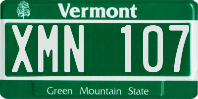 VT license plate XMN107