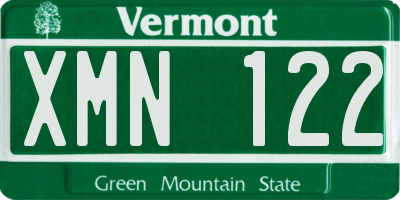VT license plate XMN122